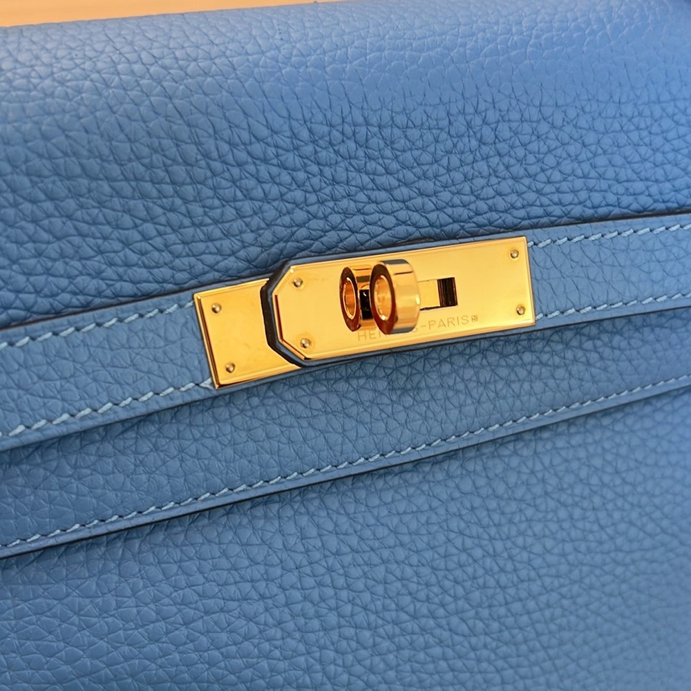 Hermès Kelly 35 Retourne Blue Paradis Clemence GHW - Picture 4 of 14